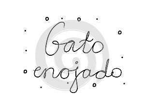 Gato enojado phrase handwritten with a calligraphy brush. Angry cat in spanish. Modern brush calligraphy. Isolated word black