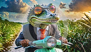 Gator Scooter Rider in The Everglades of Florida