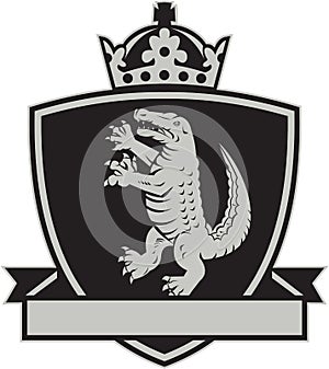 Gator Standing Side Coat of Arms Crest Retro