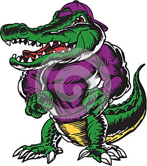 Gator Standing Tough Vector Illustration