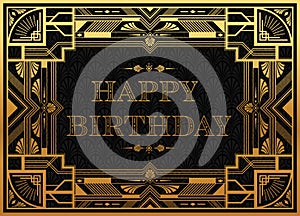 Gatsby card greetings template Art deco geometric vintage frame can be used for invitation, congratulation great gatsby party them