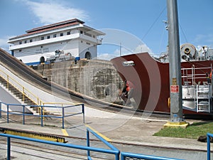 Gatun Locks with a ship