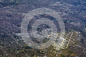 Gatwick london aerial view panorama from airplane