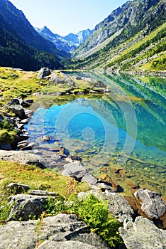 Gaube lake near village Cauterets in the Hautes-Pyrenees department, France, Europe.