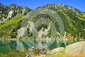 Gaube lake near village Cauterets in the Hautes-Pyrenees department, France, Europe.