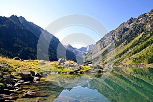 Gaube lake in Pyrenees mountain,France.