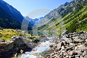 Gaube lake in the Pyrenees mountain,France.