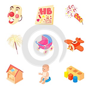 Gaud icons set, cartoon style photo