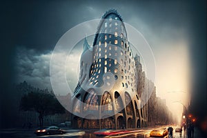 Gaudi buildings in new york city illustration generative ai