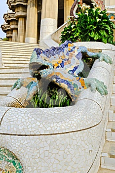 Gaudi dragon fountain, Barcelona, Spain photo