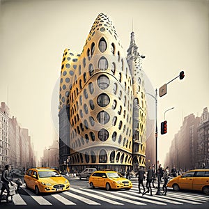Gaudi flatiron building version in new york city illustration generative ai