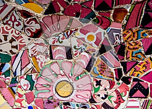 Gaudi mosaic at the Park GÃ¼ell, Barcelona, Spain