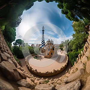 Gaudi's Park Guell Photograph of Unique Architecture and Beautiful Views of Barcelona