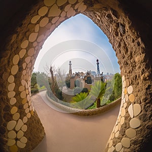 Gaudi's Park Guell Photograph of Unique Architecture and Beautiful Views of Barcelona