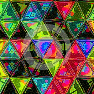 Multicolor gaudy shining Triangle Geometric Pattern effect stained glass photo