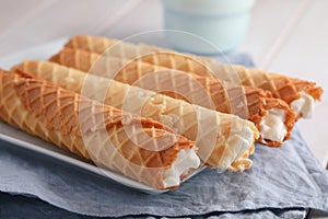 Gaufres de Montcuq, rolled wafers with cream filling