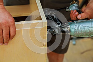 Gauge Finish Nailer man nailed slats customkitchen, cabinet, adjustment, assembling contractor