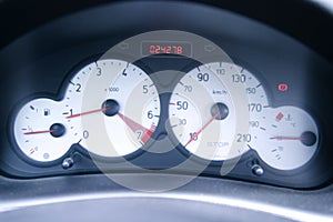 Gauges on car panel