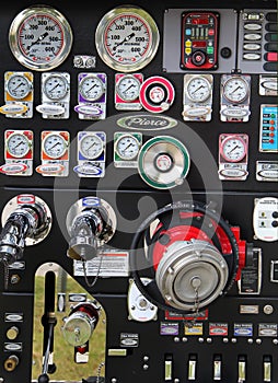 Gauges on the side of a fire engine