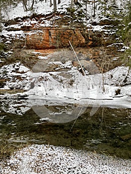 Gauja river coast line ice snow Latvia Vidzeme