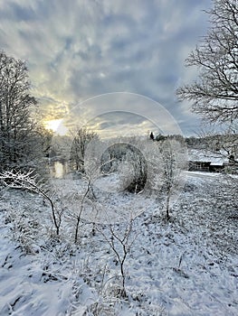 Gauja river coast line ice snow Latvia Vidzeme