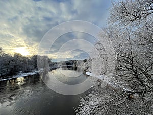 Gauja river coast line ice snow Latvia Vidzeme