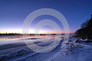 Gauja river after sunset observing