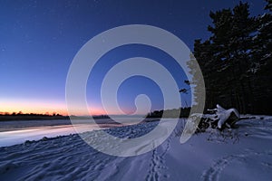 Gauja river after sunset observing