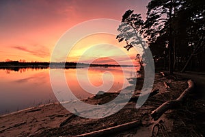 Gauja river after sunset observing