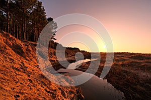 Gauja river after sunset observing