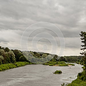 Gaujas river doring a cloudy summer day
