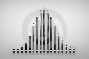 Gaussian chart made of black carbon pencils