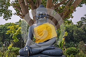 Gautam Buddha statue made of black granite at Sarnath Varanasi