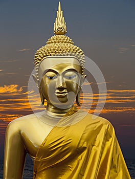 Gautama Buddha with long ear lobes