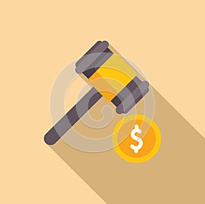 Gavel collateral decision icon flat vector. Finance support from bank