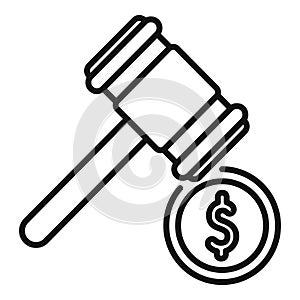 Gavel collateral decision icon outline vector. Finance support from bank