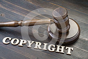 Gavel and copyright word