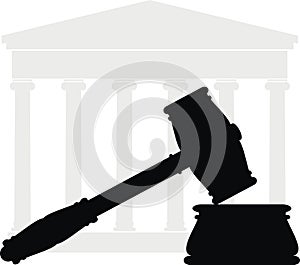 Gavel and court - symbols of law photo