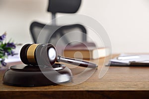 Gavel on the desk of a judge or lawyer