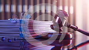 The gavel and documents stack.AI generated image