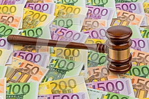 Gavel and euro notes