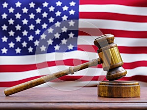 Gavel in front of American Flag