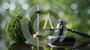 The gavel and green globe. AI generated