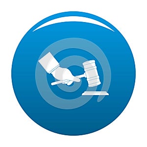 Gavel in hand icon vector blue