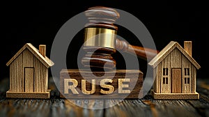 Gavel with house and sold sign on white background