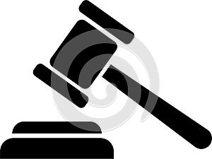 Gavel icon. Judge gavel flat icon. Auction hammer. Court tribunal symbol