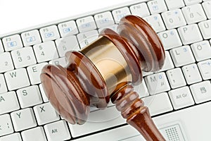 Gavel on keyboard