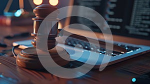 The Gavel on Laptop.AI generated image