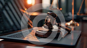 The gavel on the laptop.AI generated image