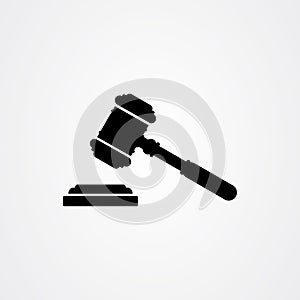 Gavel law hammer icon logo design. vector illustration